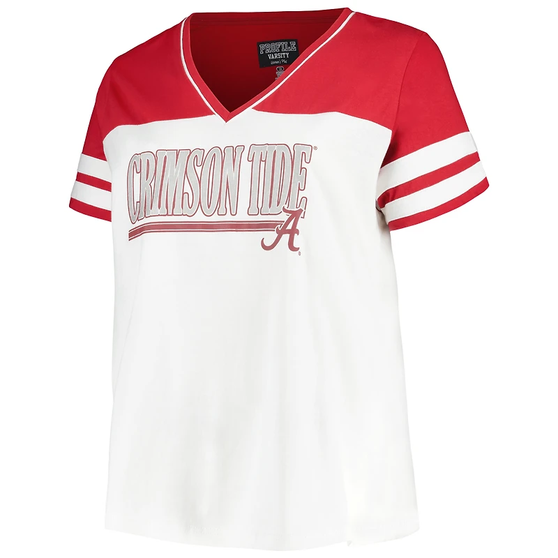 Women's Profile  White/Crimson Alabama Crimson Tide Plus Field Game V-Neck T-Shirt
