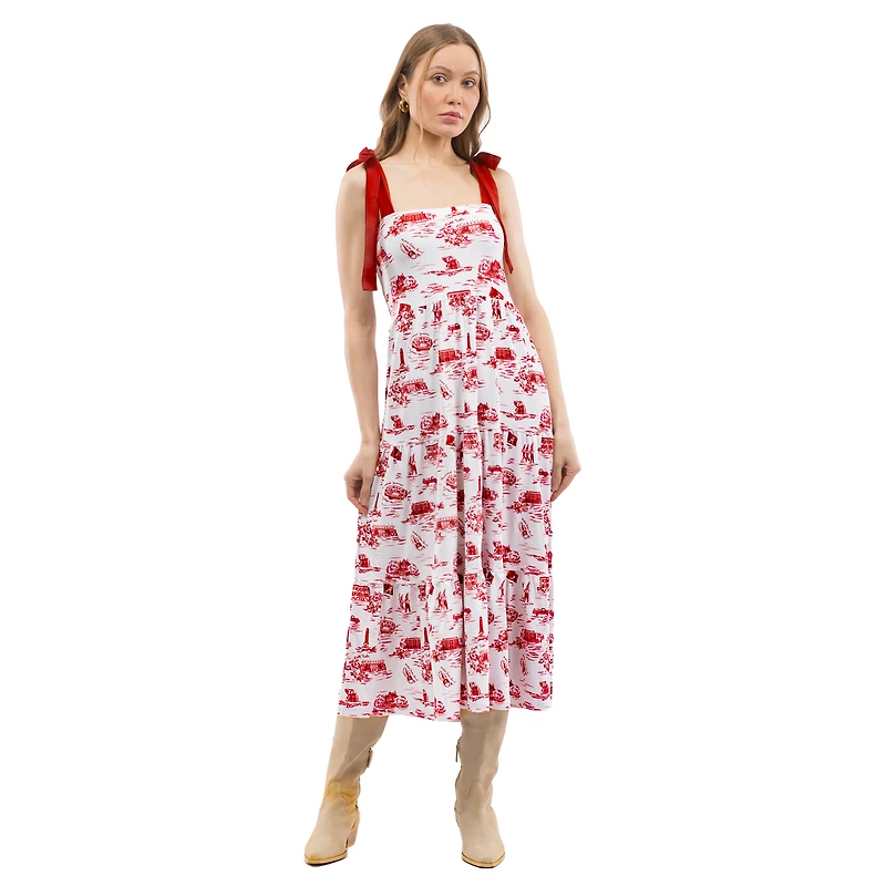 Women's Smith & Quinn  Crimson Alabama Tide Tied Shoulder Tiered Maxi Dress