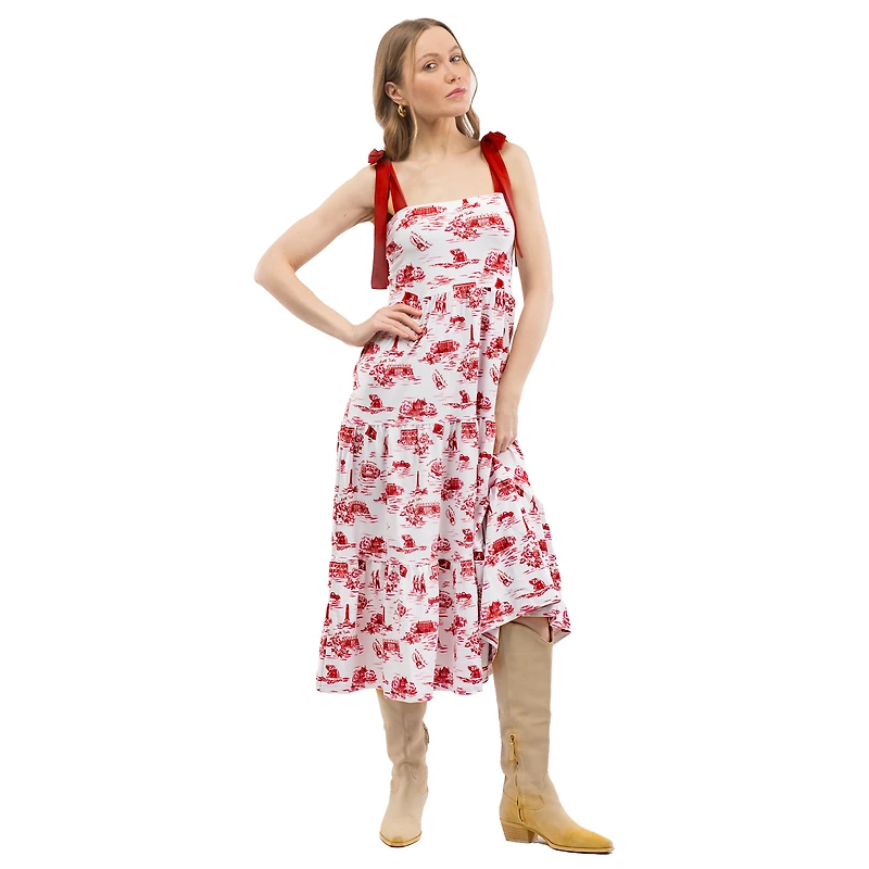 Women's Smith & Quinn  Crimson Alabama Tide Tied Shoulder Tiered Maxi Dress