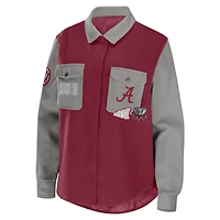 Women's WEAR by Erin Andrews Crimson Alabama Tide Button-Up Shirt Jacket