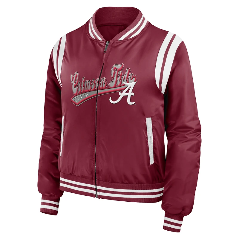 WEAR by Erin Andrews Crimson Alabama Tide Football Bomber Full-Zip Jacket