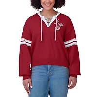 Women's WEAR by Erin Andrews Crimson Alabama Tide Lace-Up Pullover Sweater