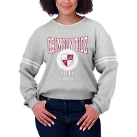 Women's WEAR by Erin Andrews Heather Gray Alabama Crimson Tide Classic Stripe Pullover Sweater