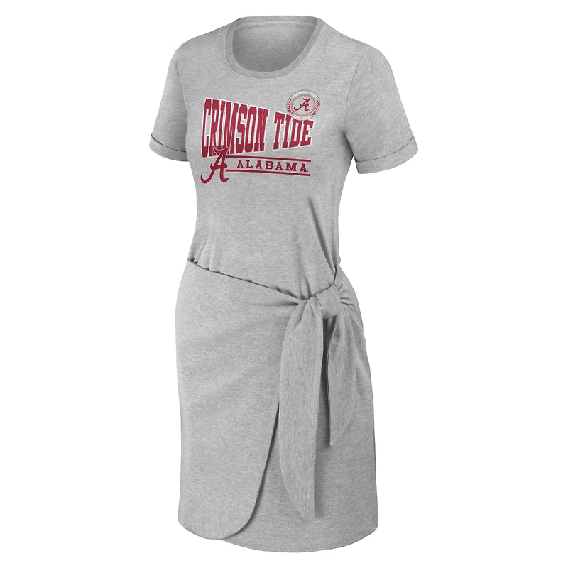 Robe t-shirt nouée Alabama Crimson Tide pour femme WEAR by Erin Andrews, gris chiné