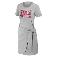 Robe t-shirt nouée Alabama Crimson Tide pour femme WEAR by Erin Andrews, gris chiné