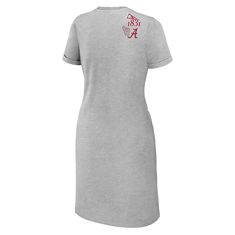 Women's WEAR by Erin Andrews Heather Gray Alabama Crimson Tide Knotted T-Shirt Dress