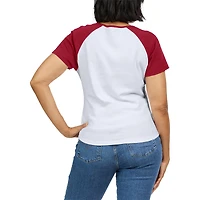 WEAR by Erin Andrews T-shirt blanc Alabama Crimson Tide Baseball Logo Raglan Henley pour femmes