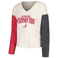 Wes & Willy Cream Alabama Crimson Tide T-shirt et short à manches longues col en V pour femme