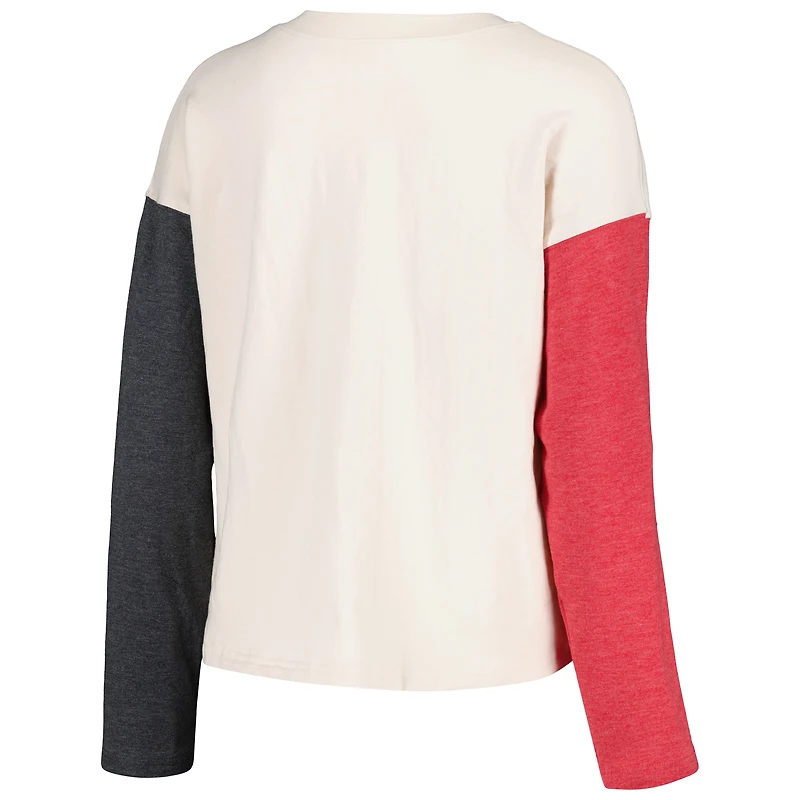Wes & Willy Cream Alabama Crimson Tide T-shirt et short à manches longues col en V pour femme