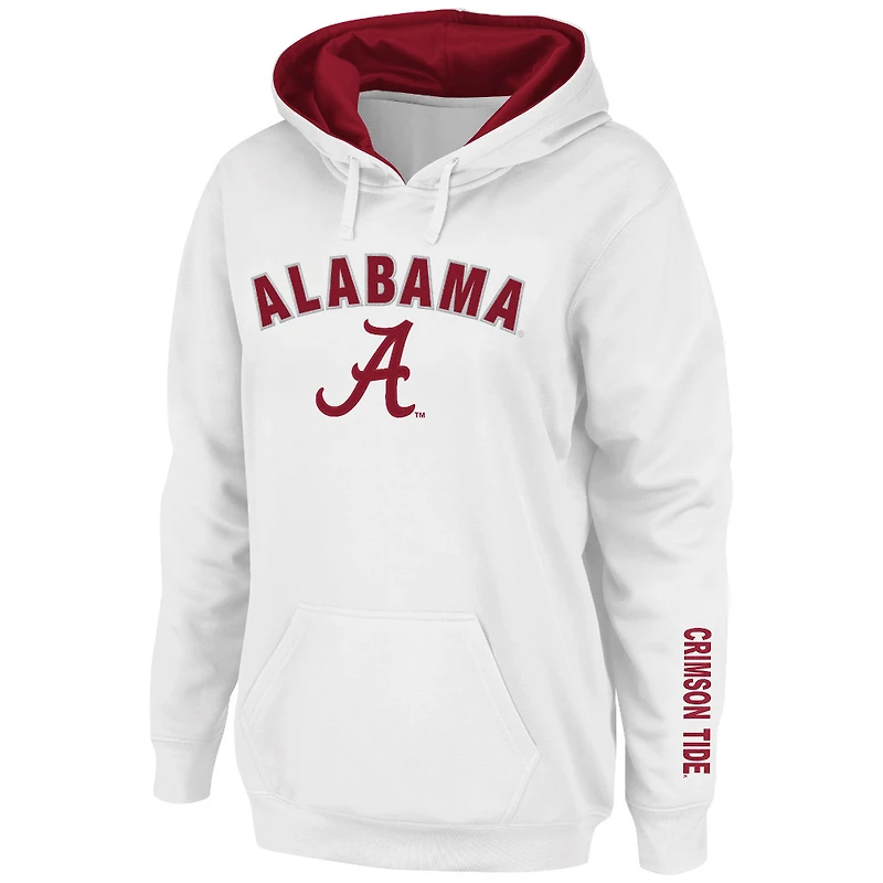 Sweat à capuche Alabama Crimson Tide blanc pour femme, avec logo et arche.