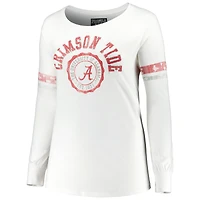 Women's White Alabama Crimson Tide Contrast Stripe Scoop Neck Long Sleeve T-Shirt