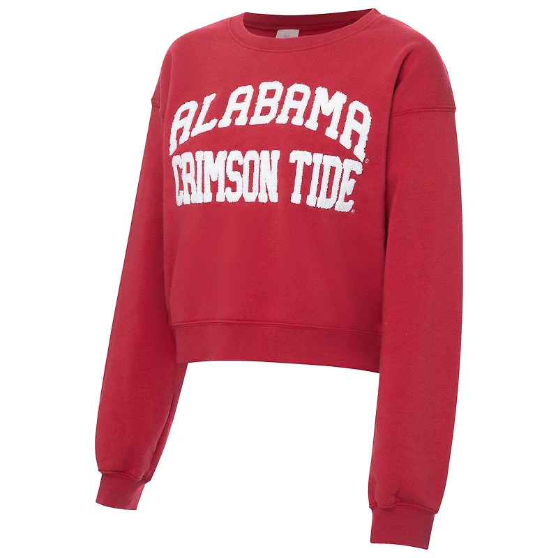 Women's ZooZatz Crimson Alabama Tide Chenille Cropped Sweatshirt