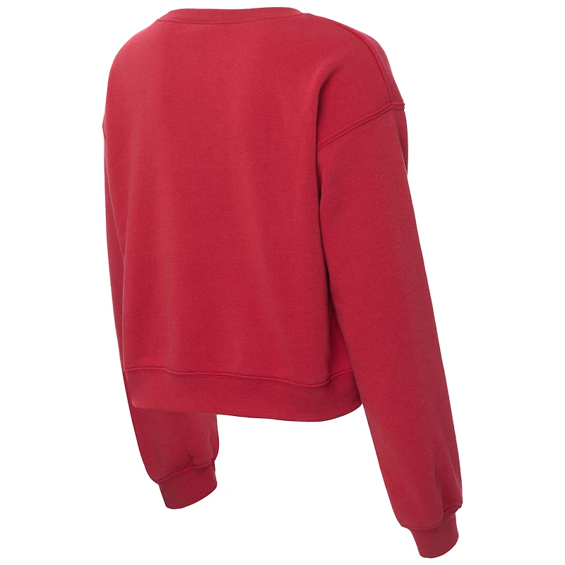Women's ZooZatz Oatmeal Alabama Crimson Tide Core Chenille Cropped Pullover Sweatshirt