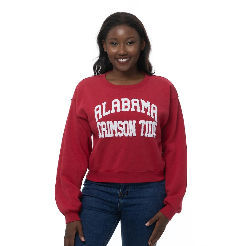 Women's ZooZatz Crimson Alabama Tide Chenille Cropped Sweatshirt