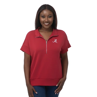 Women's ZooZatz Crimson Alabama Tide Tri-Blend Quarter-Zip Flowy Top