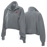 Women's ZooZatz  Gray Alabama Crimson Tide Cropped Powerhouse Half-Snap Sweatshirt