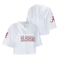 Women's ZooZatz White Alabama Crimson Tide Mesh Cropped V-Neck T-Shirt