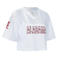 Women's ZooZatz White Alabama Crimson Tide Mesh Cropped V-Neck T-Shirt