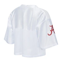 Women's ZooZatz White Alabama Crimson Tide Mesh Cropped V-Neck T-Shirt