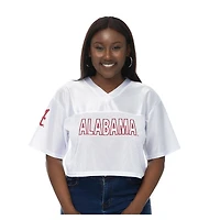 Women's ZooZatz White Alabama Crimson Tide Mesh Cropped V-Neck T-Shirt