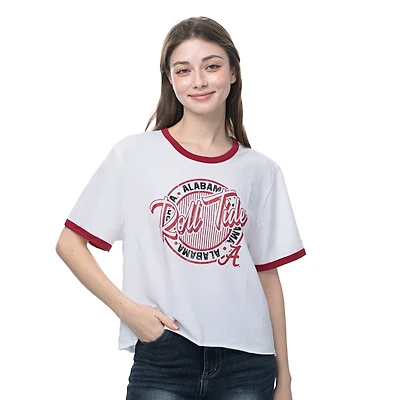 T-shirt rétro ZooZatz blanc pour femme, motif Crimson Tide de l'Alabama