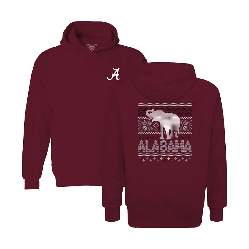 Youth  Cardinal Alabama Crimson Tide Classic Holiday Sweater Hoodie