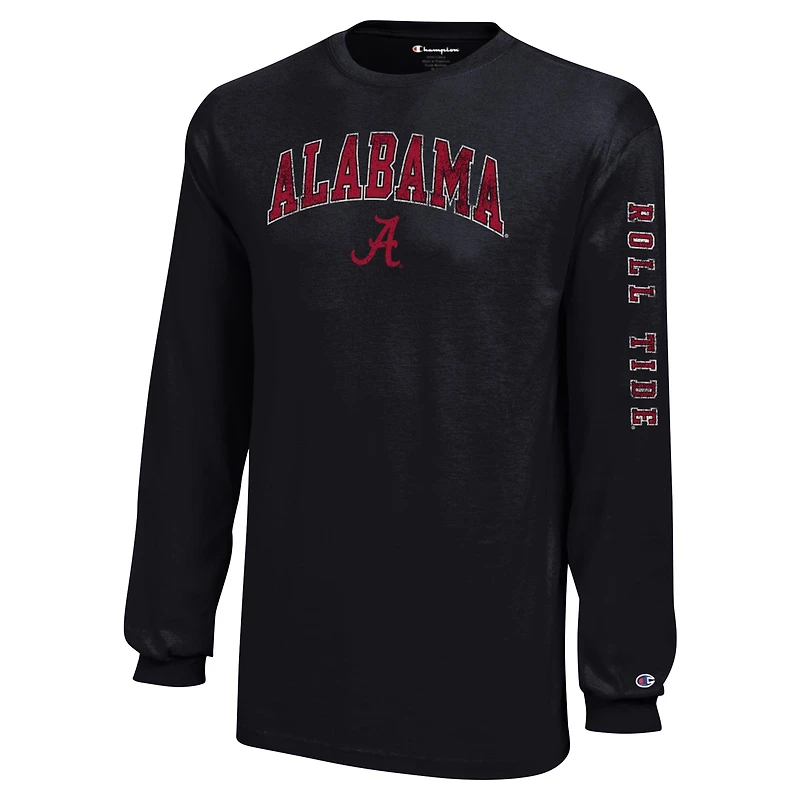 T-shirt à manches longues avec logo vieilli Alabama Crimson Tide Champion des jeunes