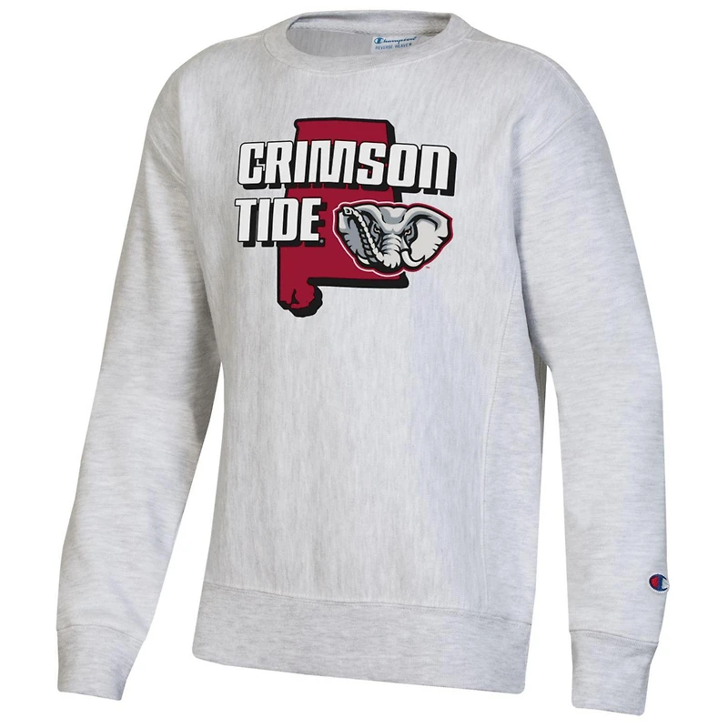 Chandail à enfiler tissage inversé Champion Alabama Crimson Tide gris chiné pour jeune