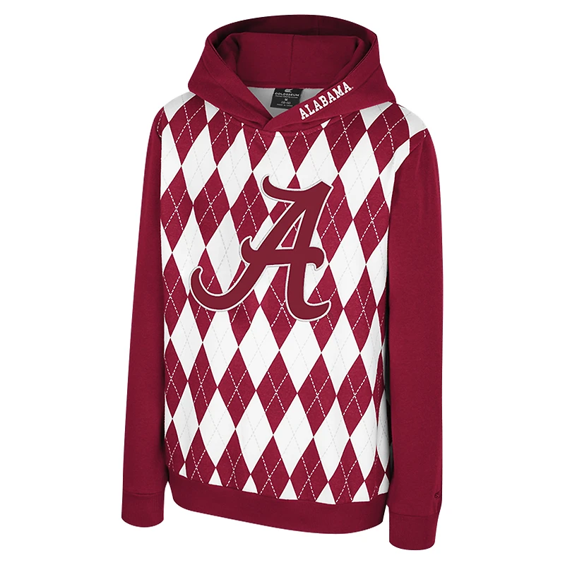 Sweat à capuche enfiler Dealio pour jeunes Colosseum Crimson Alabama Tide Argyle