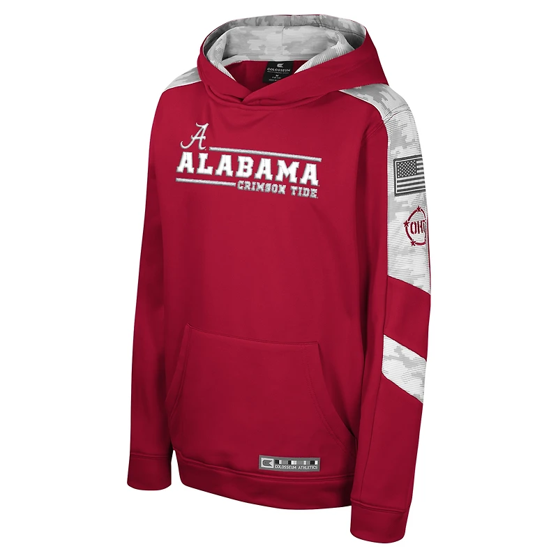 Sweat à capuche pour jeunes Colosseum Crimson/Alabama Crimson Tide OHT Appréciation militaire Hummer