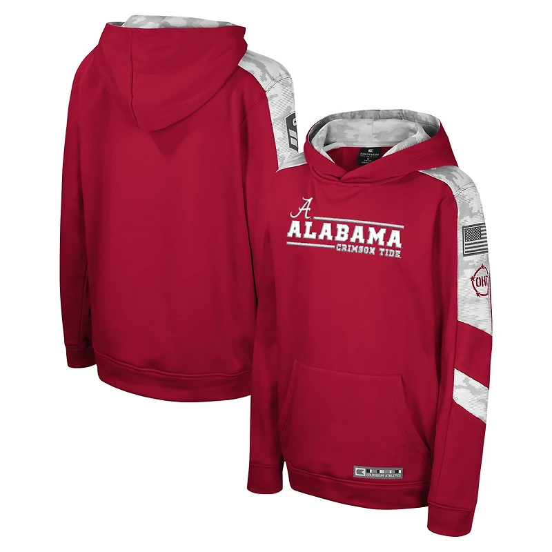 Youth Colosseum Crimson Alabama Tide OHT Military Appreciation Cyclone Digital Camo Pullover Hoodie