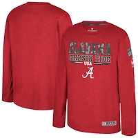 T-shirt à manches longues Oorah d'appréciation militaire de l'OHT du Colisée la jeunesse Heather Crimson Alabama Tide