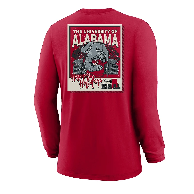 T-shirt à manches longues pour jeunes, motif Polaroid enneigé, Alabama Crimson Tide