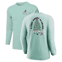 Youth  Light Green Alabama Crimson Tide Merry Christmas Tree Long Sleeve T-Shirt