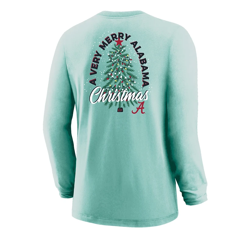 T-shirt à manches longues vert clair pour jeunes, motif sapin de Noël