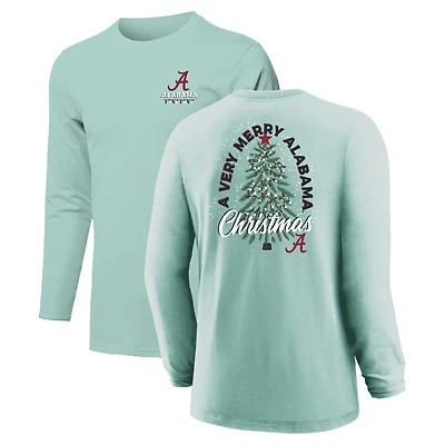 Youth  Light Green Alabama Crimson Tide Merry Christmas Tree Long Sleeve T-Shirt