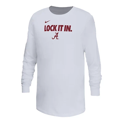 Youth Nike White Alabama Crimson Tide On-Court Bench Legend Dri-FIT Long Sleeve T-Shirt