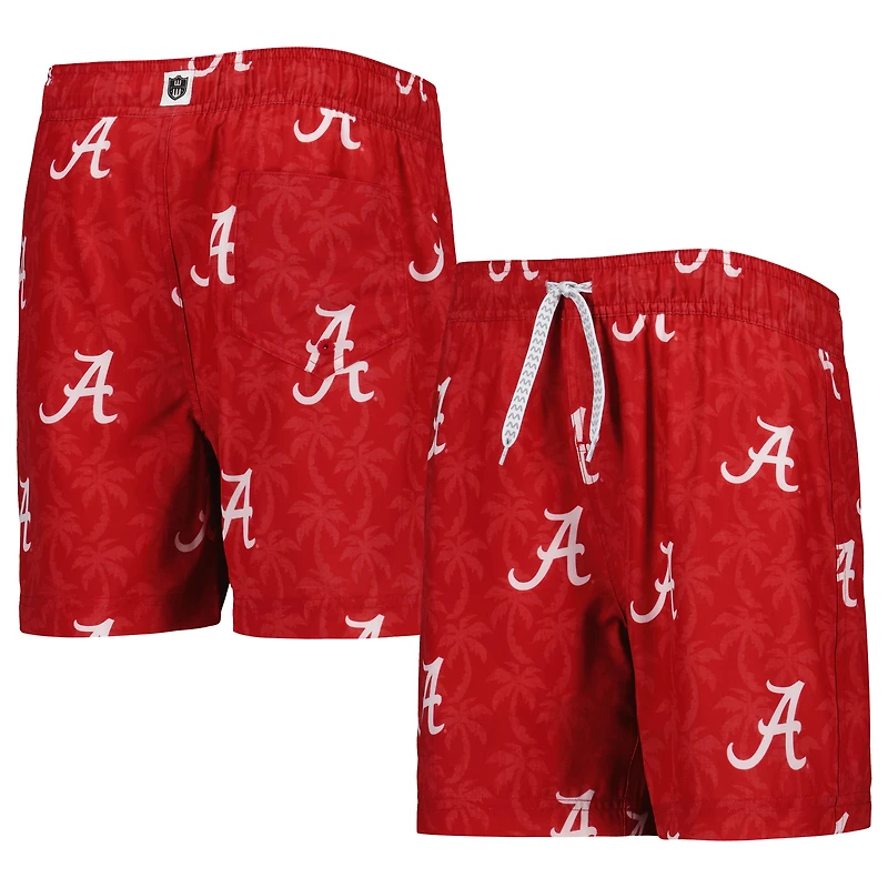 Short de bain à motif palmiers Wes & Willy Crimson, Alabama Crimson Tide
