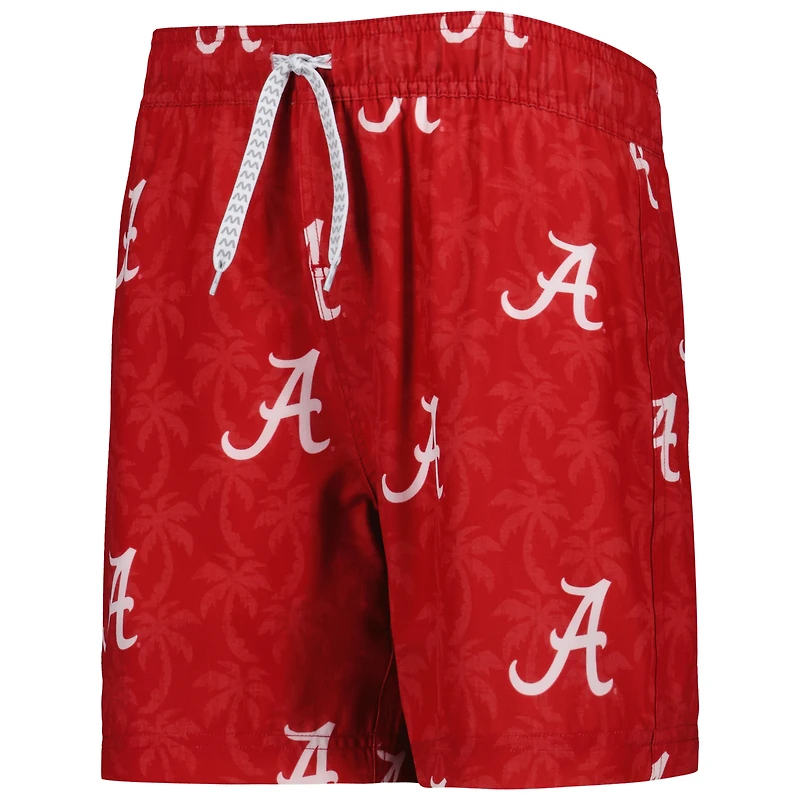 Short de bain Wes & Willy Crimson Alabama Tide Palm Tree pour jeune