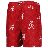 Youth Wes & Willy  Crimson Alabama Tide Palm Tree Swim Shorts