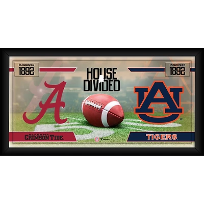 Alabama Crimson Tide vs. Auburn Tigers Framed 10" x 20" House Divided Football Collage