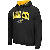 Men's Colosseum Black Alabama State Hornets Arch & Logo 3.0 Pullover Hoodie
