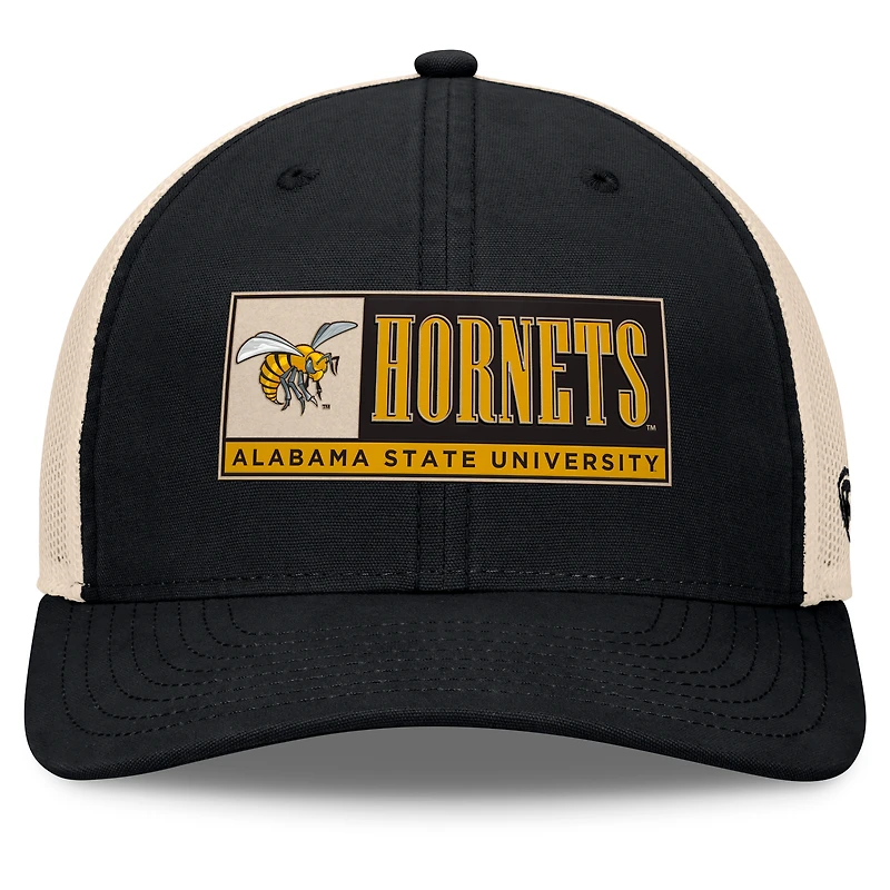 Casquette ajustable Bennett Trucker pour homme Top of the World noire/naturelle des Hornets de l'Alabama State