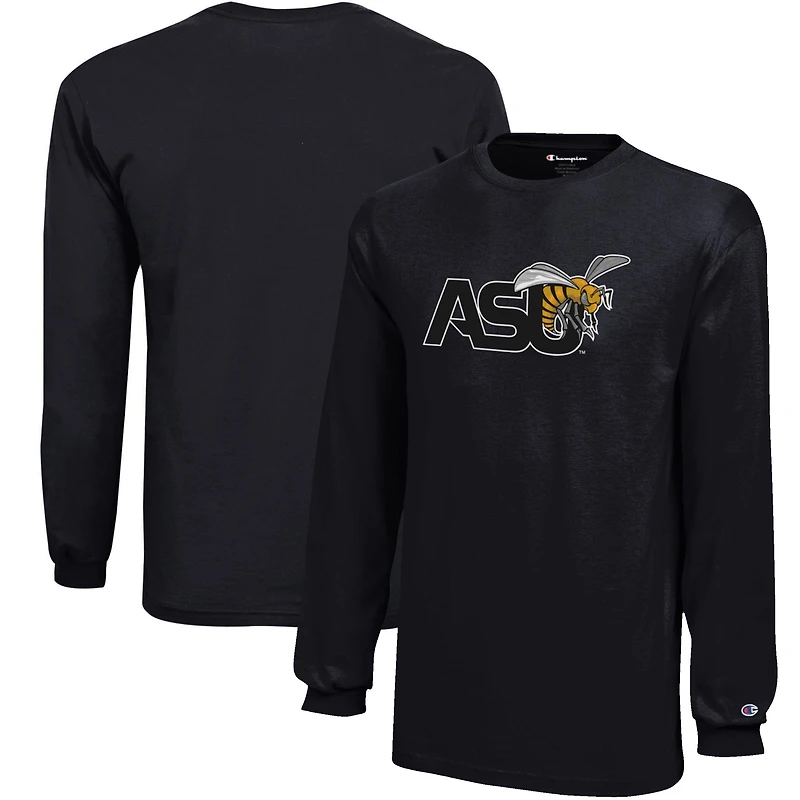 Youth Champion Black Alabama State Hornets Jersey Long Sleeve T-Shirt