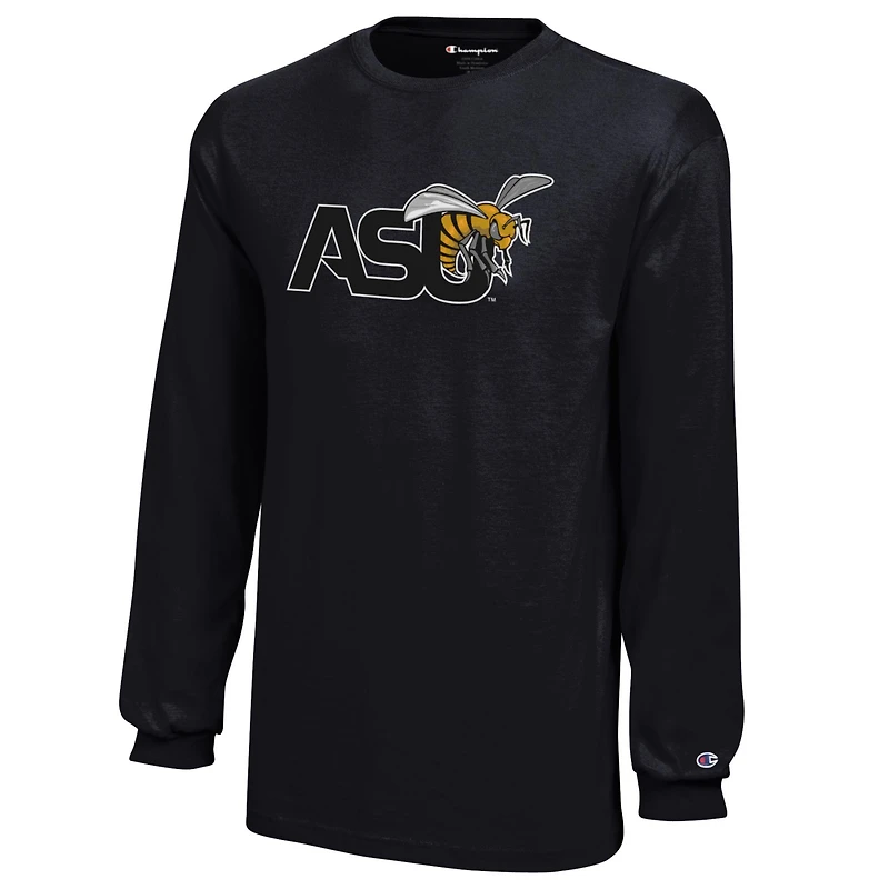 Youth Champion Black Alabama State Hornets Jersey Long Sleeve T-Shirt