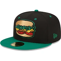 Men's New Era Black Albuquerque Isotopes Green Chile Cheeseburgers Theme Night 59FIFTY Fitted Hat