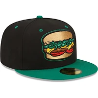 Men's New Era Black Albuquerque Isotopes Green Chile Cheeseburgers Theme Night 59FIFTY Fitted Hat