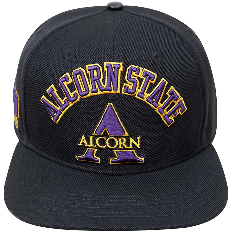 Casquette Snapback Pro Standard noire pour homme avec logo Arch Over des Alcorn State Braves