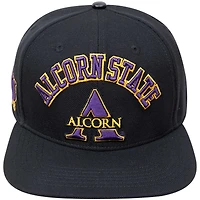Casquette Snapback Pro Standard noire pour homme avec logo Arch Over des Alcorn State Braves