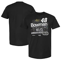 T-shirt rétro noir pour homme de la collection Hendrick Motorsports Team, à l'effigie d'Alex Bowman et d'Ally Darlington.
